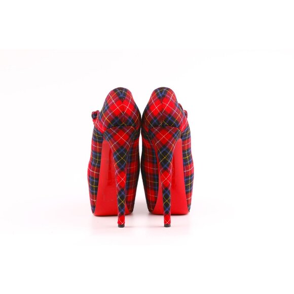 Christian Louboutin Mary Jane Pumps PLAID LADY DAF TARTAN Wool Heels Size 36.5 - Picture 5 of 6